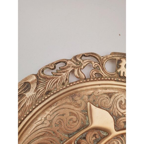 Chinese Brass Display Plate ~ Character for Longevity Shou -FU- Vintage pair - Picture 7 of 10